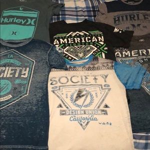Men’s Shirt Lot, Hurley, Social & American Fighter